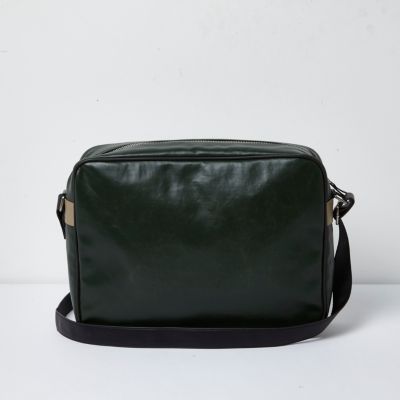 Black textured crossbody satchel bag